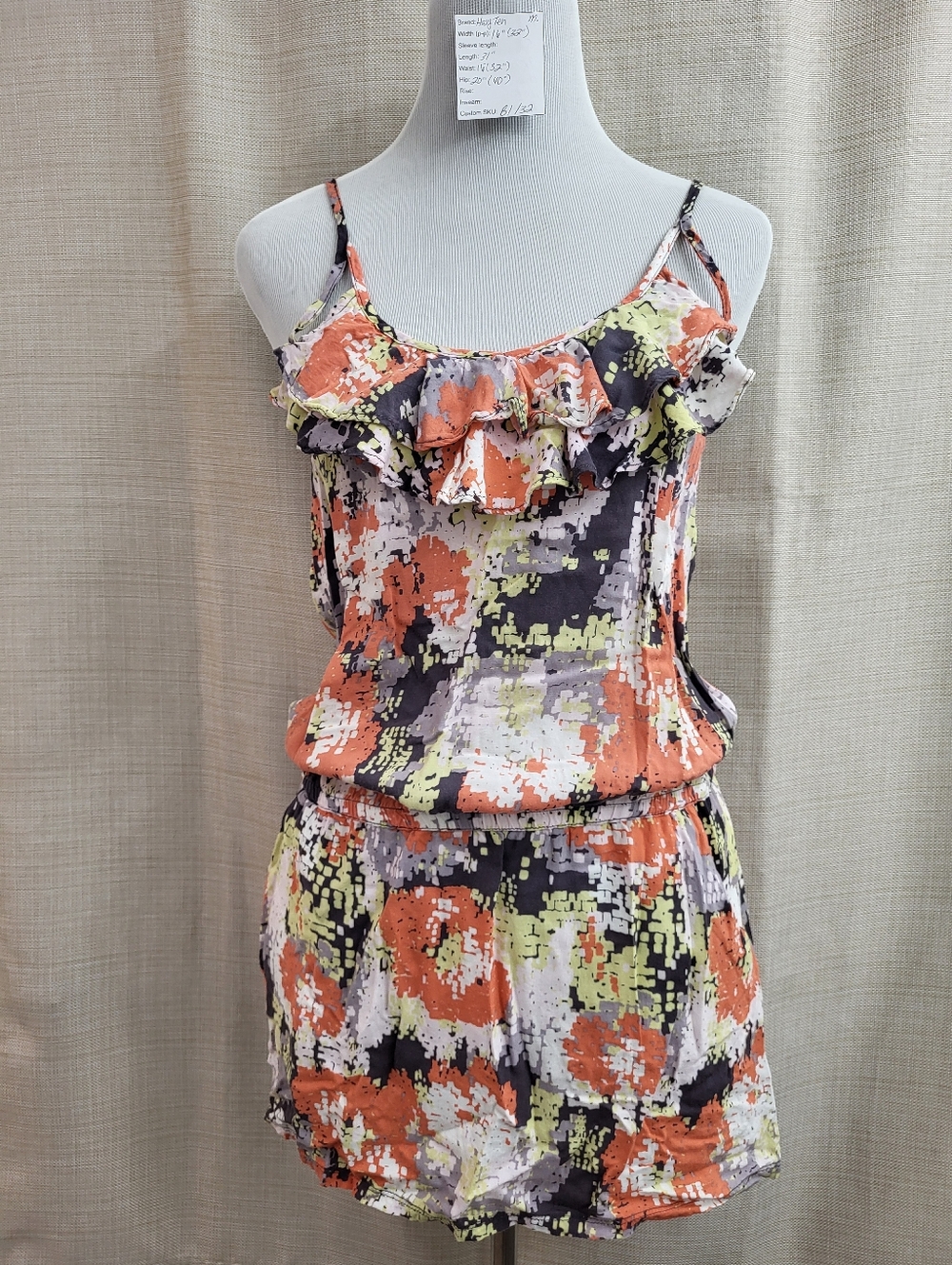 Hang Ten Women's Drop Waist Geometric Pattern Mini Sundress Pockets Size Medium